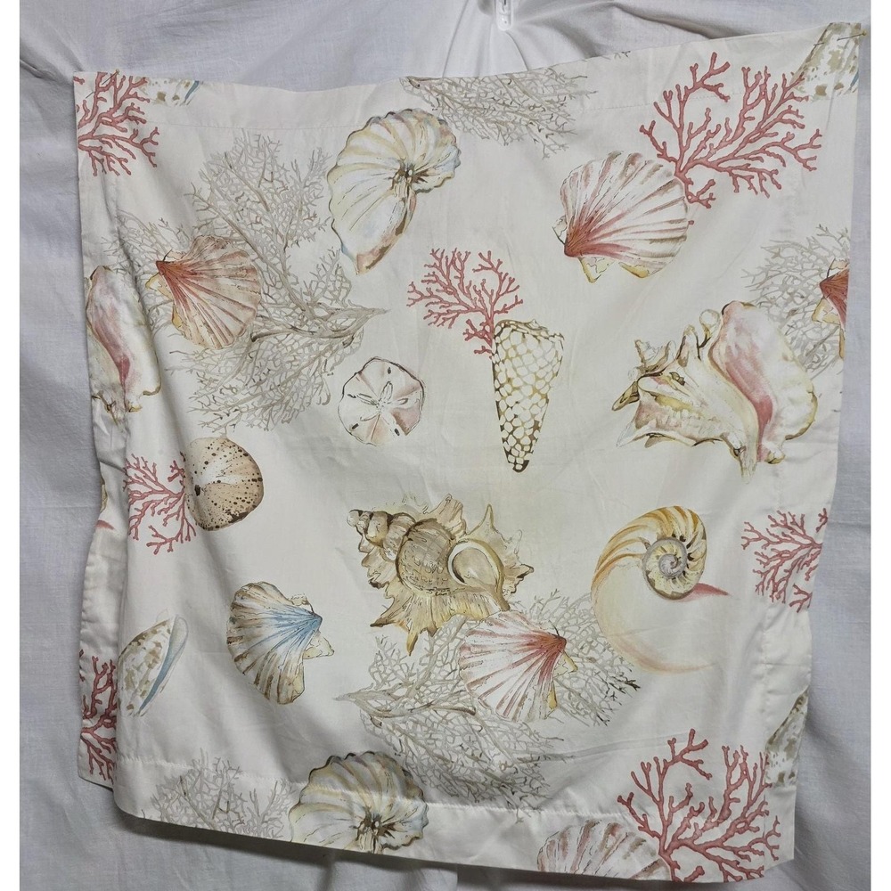 Pottery Barn Seashell Coral Euro Sham 29x29 Cotton Coastal Beach Nautical